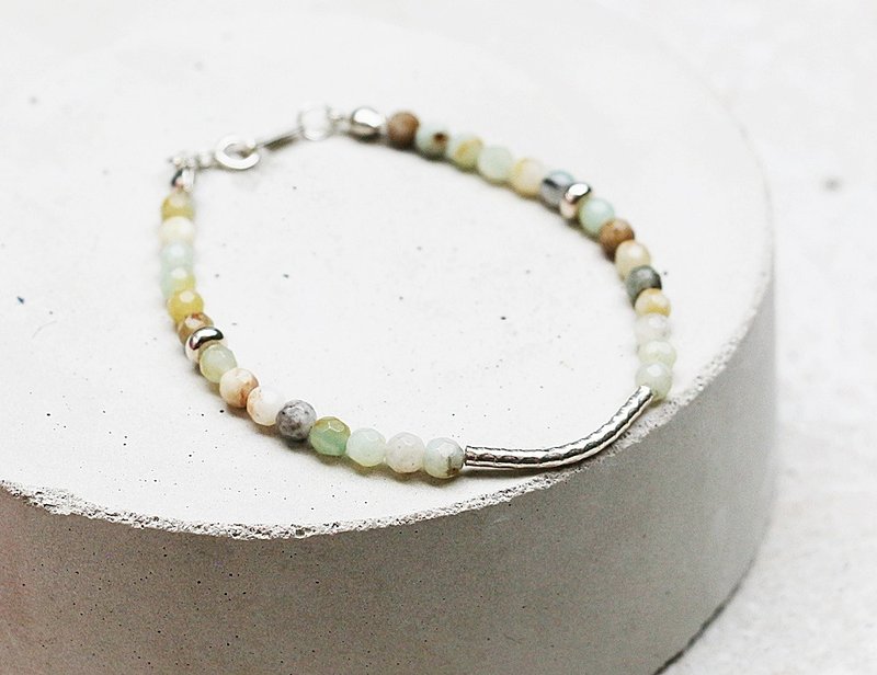 <银河之恋-星河>花色切面亚马逊天河石 925纯银手链 轻珠宝 定制  - 手链/手环 - 纸 蓝色