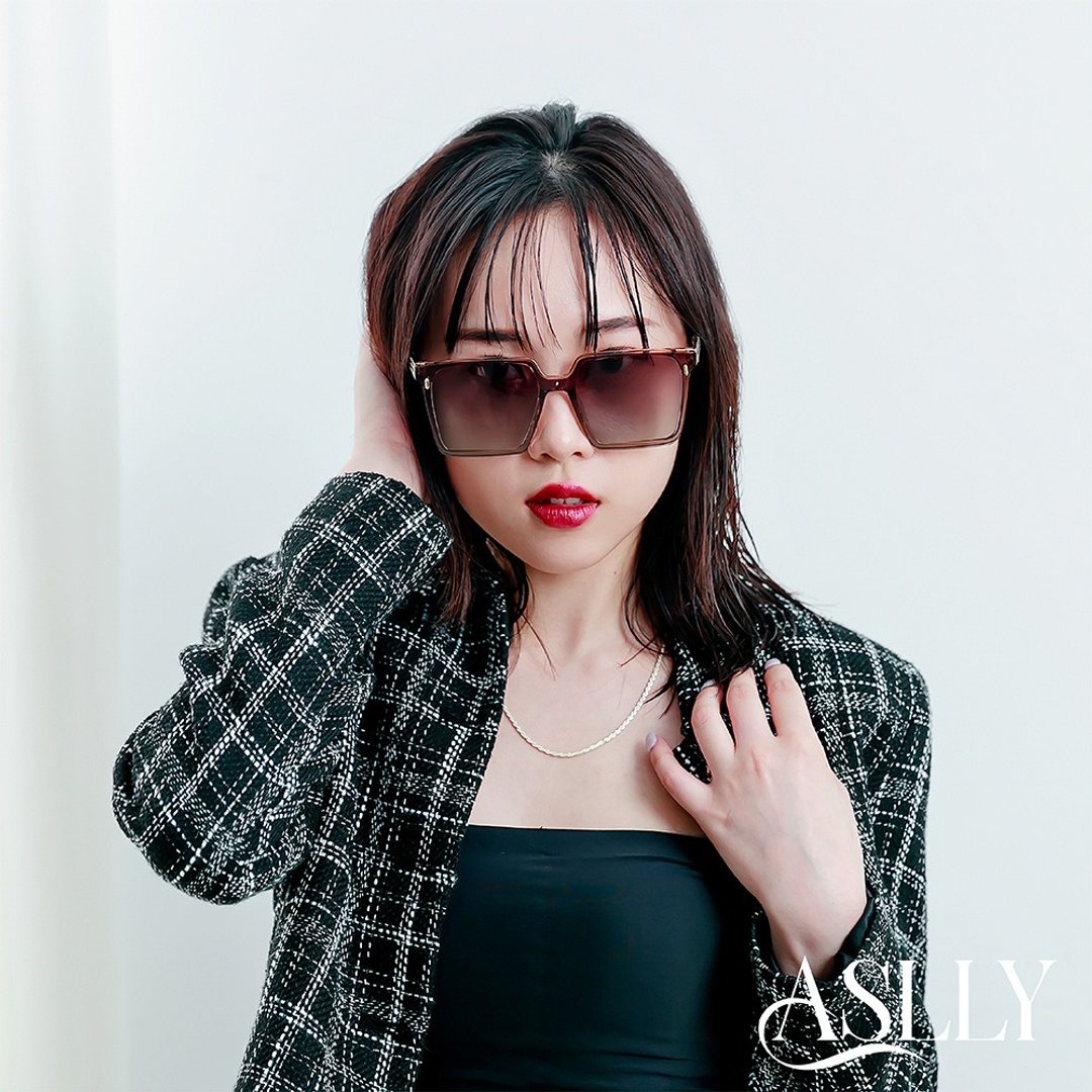 Aslly 方形渐层墨镜 | 茉莉茶冻 - 墨镜 - 其他金属 咖啡色