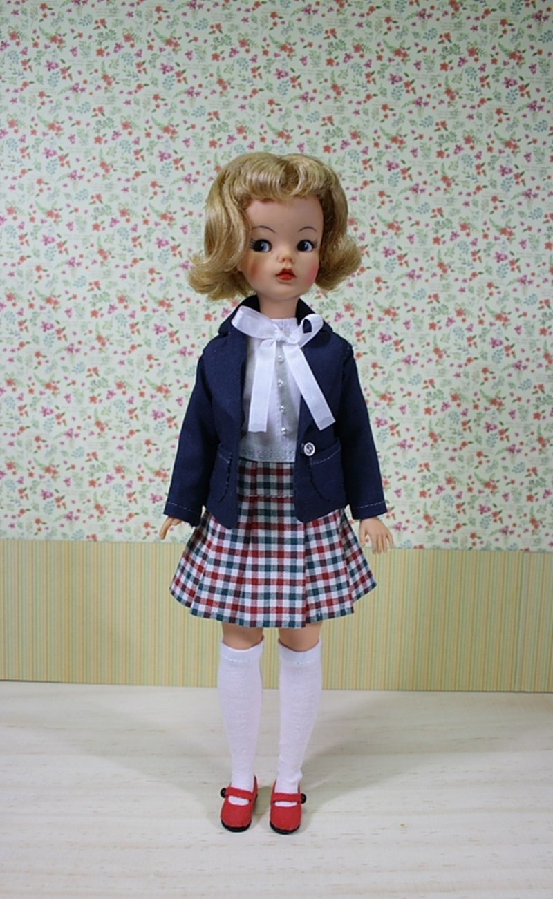 夹克 连衣裙 膝盖袜子 Tammy doll outfits 校服 - 其他 - 棉 蓝色