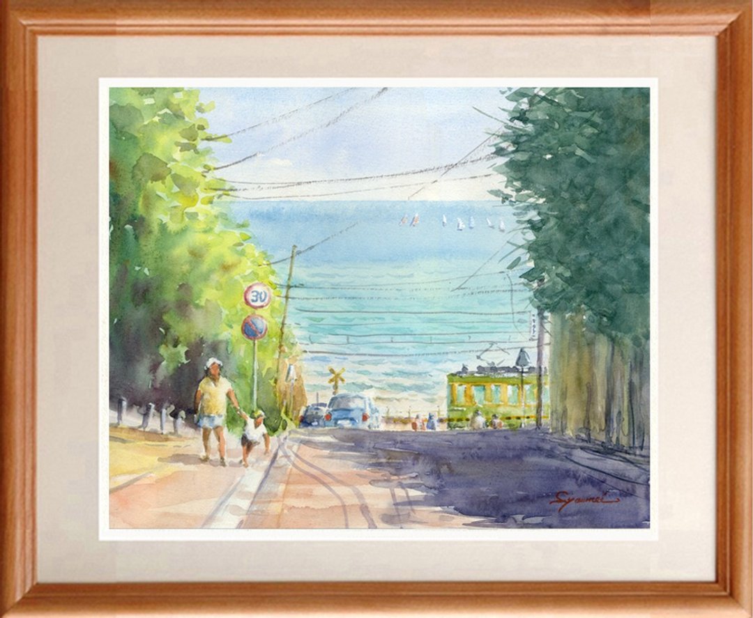订制商品：能看见江之电与海的坡道 - 海报/装饰画/版画 - 纸 绿色