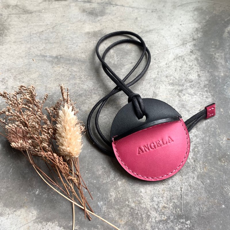 gogoro钥匙皮套 玫红色+黑色定制化礼物 - 钥匙链/钥匙包 - 真皮 