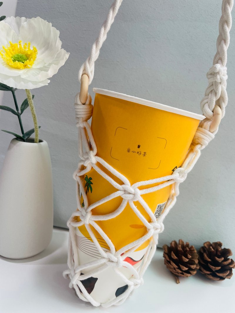 编织杯袋 饮料提袋 饮料袋 环保袋 可调长度 圣诞礼物 交换礼物 - 随行杯提袋/水壶袋 - 棉．麻 多色