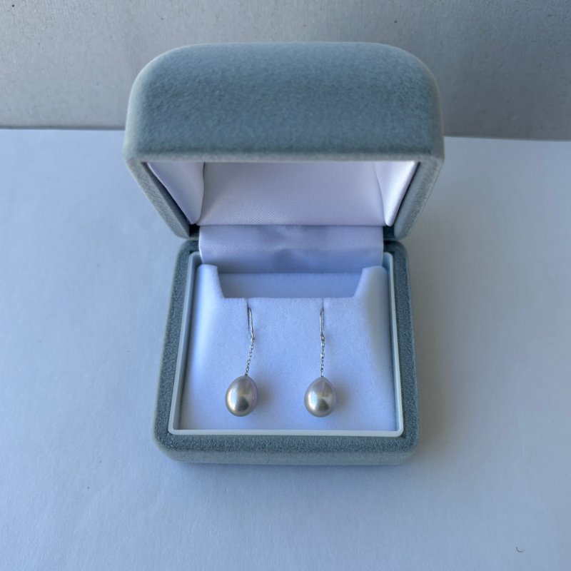 铂金 PT900 耳勾 淡水珍珠 耳环 皮光极佳 近无瑕 - 耳环/耳夹 - 珍珠 白色