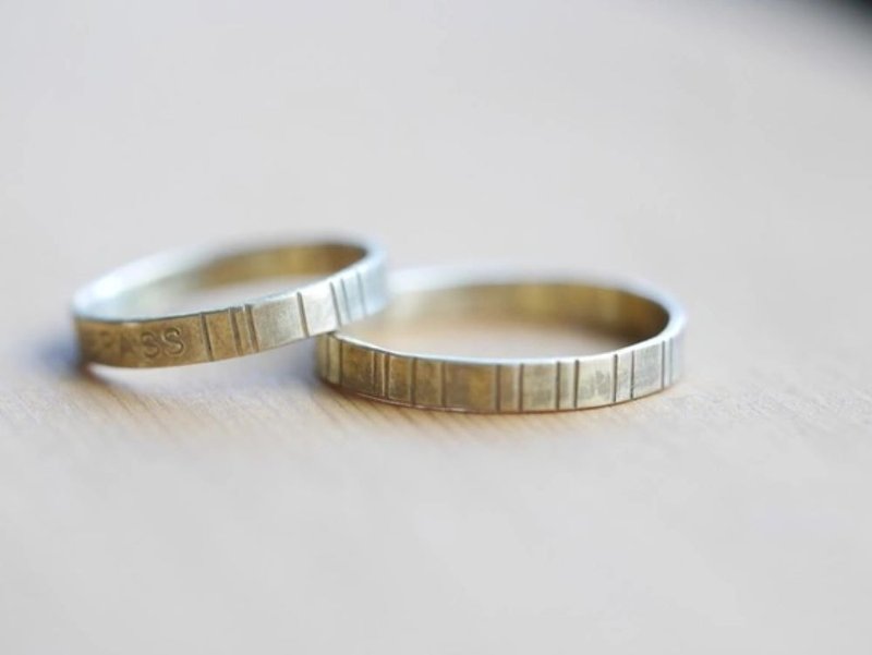 黄铜条纹戒指定制 - 戒指 - 铜/黄铜 金色