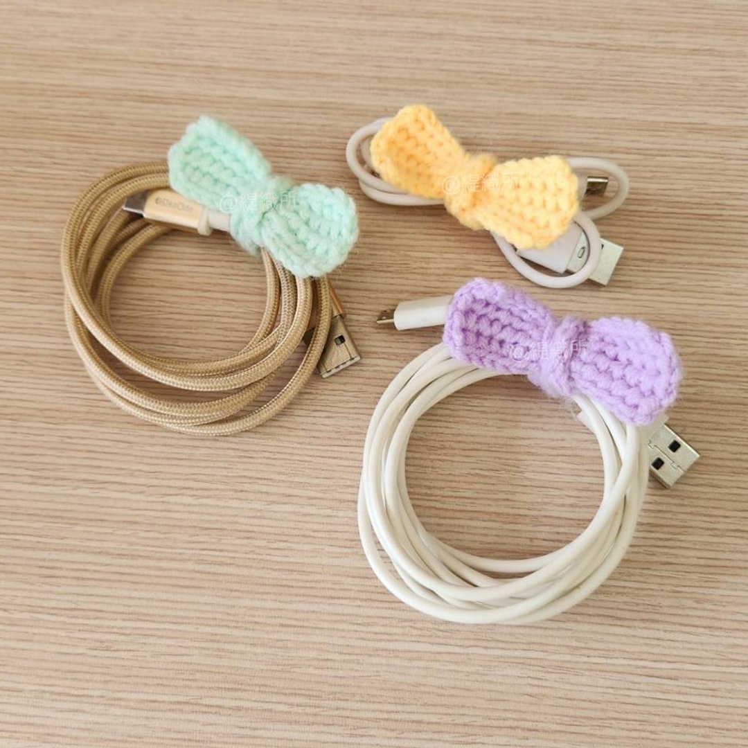 蝴蝶结卷线器 钩针编织 手作成品 收绳器 - 其他 - 棉．麻 粉红色