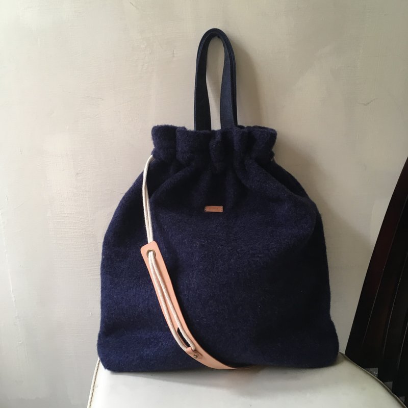 星夜蓝不织布束口后背包 - 后背包/双肩包 - 棉．麻 蓝色