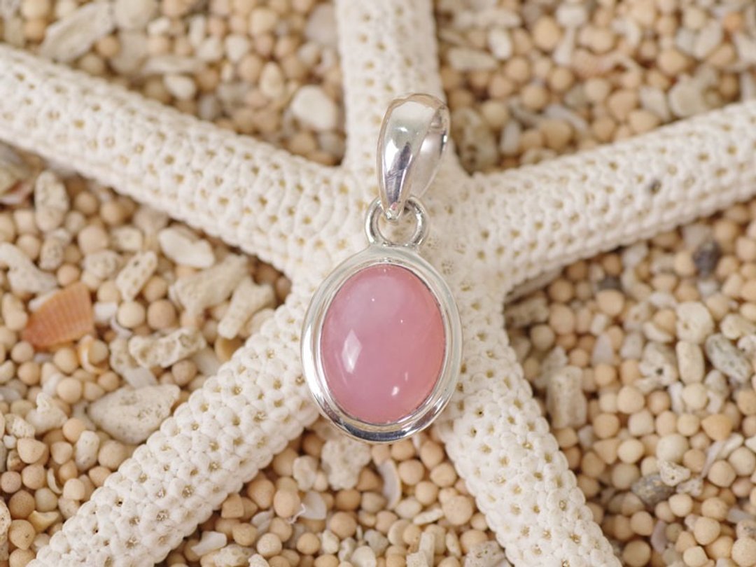 Pink opal pendant top - 项链 - 石头 粉红色