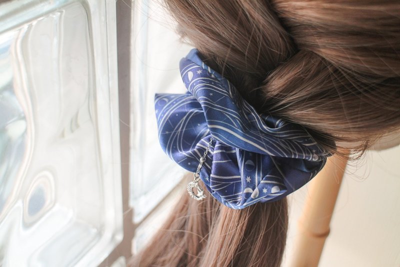 星月守护魔法阵∣原创印花手工【大肠发圈】大肠圈 发圈 发饰 - 发饰 - 棉．麻 蓝色