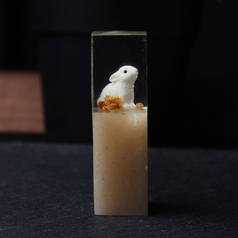 定制化手工印章-可爱兔子树脂印章树脂印章 1.6x1.6 CM|篆刻印章 - 印章/印台 - 石头 