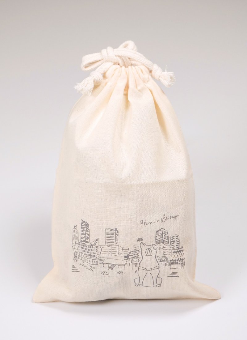 Hachi&Shibuya 束口袋 - 化妆包/杂物包 - 棉．麻 白色