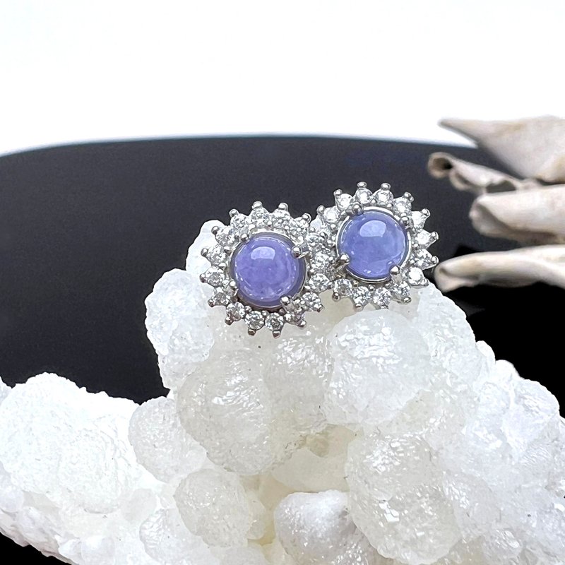 梗紫。耳环 925银针 疗愈 宝石 12月诞生石 l 坦桑石 丹泉石 l - 耳环/耳夹 - 宝石 紫色