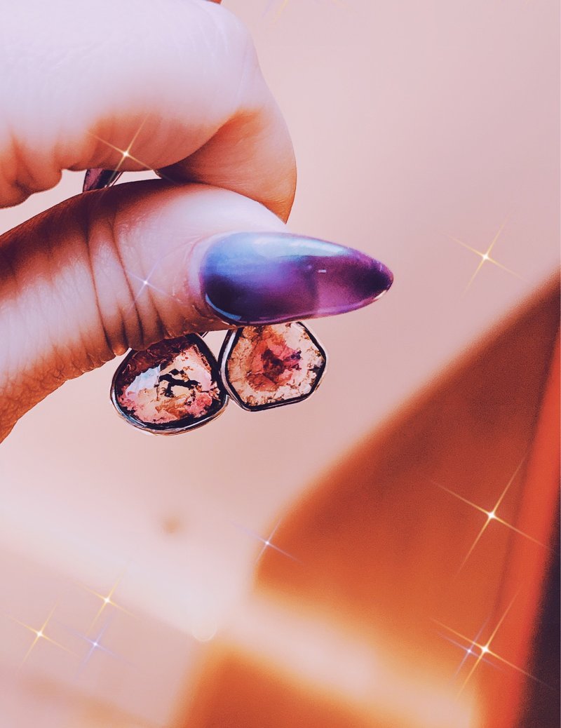 西瓜碧玺耳环 - 耳环/耳夹 - 纯银 多色