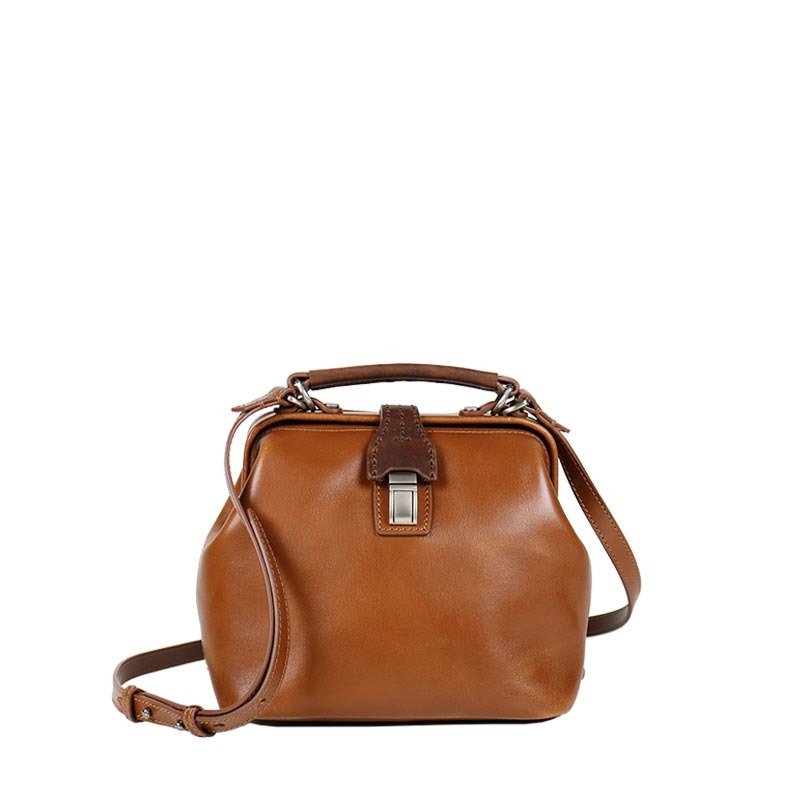 Nurse Jr.牛皮迷你复古医生包－焦糖咖 - 侧背包/斜挎包 - 真皮 咖啡色