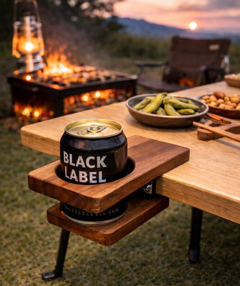 夹上即用 木制夹式饮料架 适用于露营・沙发・书桌 相思木 - 其他家具 - 木头 咖啡色