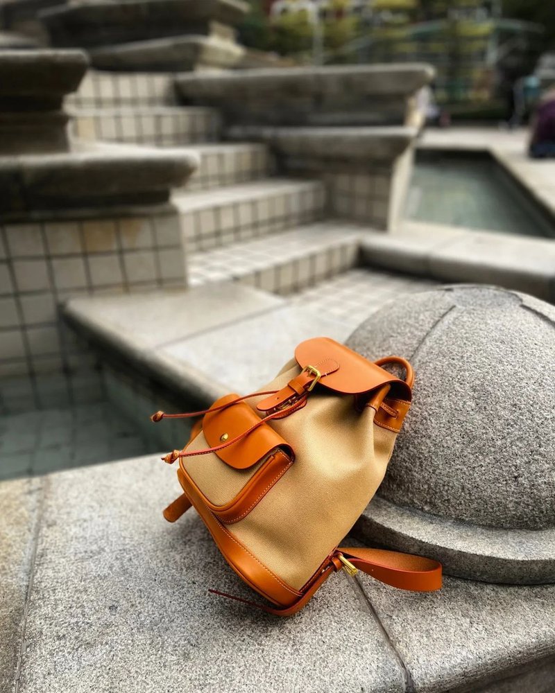 日本帆布 x 意大利牛皮 - 背包 - 后背包/双肩包 - 真皮 