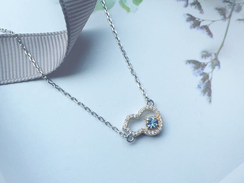 天然丹泉石  坦桑石 葫芦 纯银项链 优雅气质 火光灿烂 双色设计 - 项链 - 纯银 