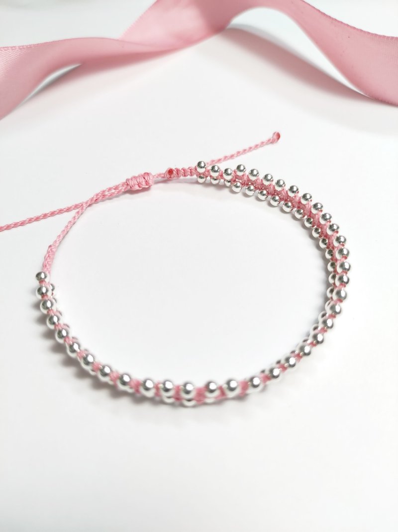 芭蕾舞伶 粉红编织手环 桃花降临 - 手链/手环 - 纯银 