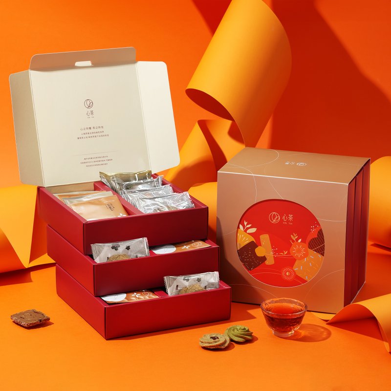 茶点礼盒 | 茶饼x茶包33入 铁观音蛋卷&阿萨姆曲奇&包种恋人饼 - 手工饼干 - 新鲜食材 多色