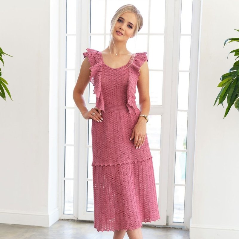 Crochet summer long woman dress Tatiana pattern, lace dress digital download - 编织/刺绣/羊毛毡/裁缝 - 棉．麻 粉红色