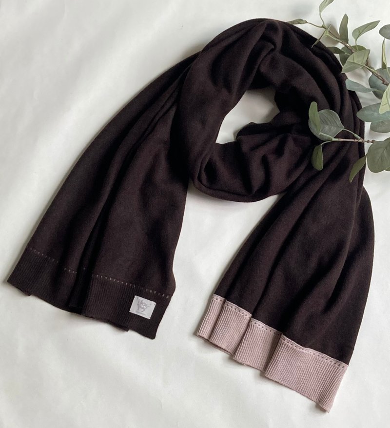 Cashmere knit shawl - 丝巾 - 羊毛 咖啡色