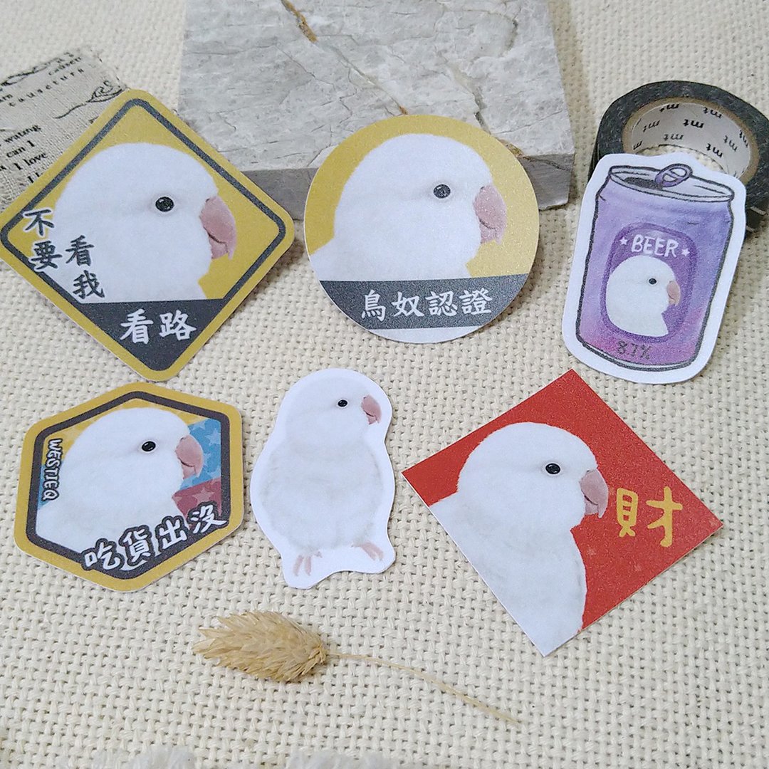 白和尚鹦鹉-春联-防水贴纸~利是封-挥春-福贴-车贴-行李箱贴 - 红包/春联 - 防水材质 