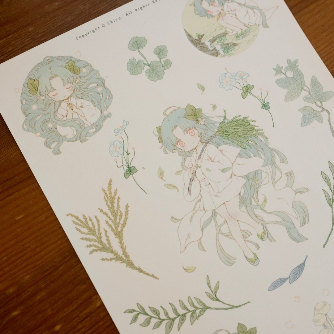和纸贴纸  香港插画师Chiya 白雾杉之苔系列商品 - 贴纸 - 其他材质 白色