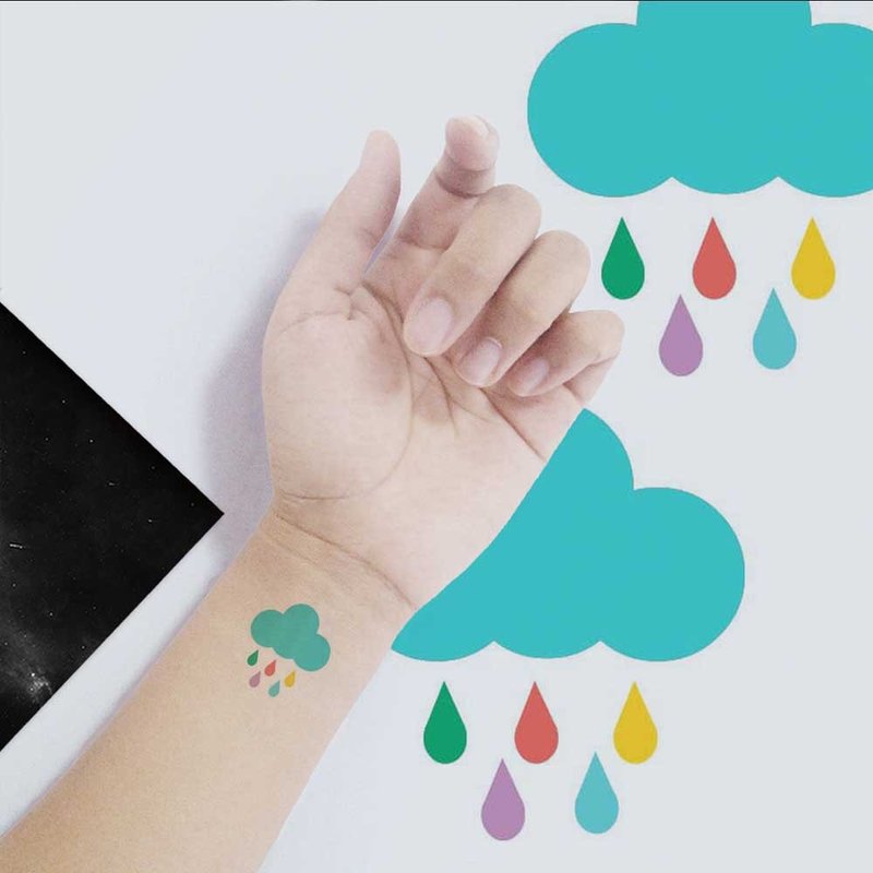 TU紋身貼紙-彩色雨  刺青 防水纹身  - 纹身贴 - 纸 多色