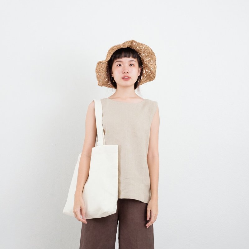 Off-White Linen Tote Bag - 手提包/手提袋 - 亚麻 白色