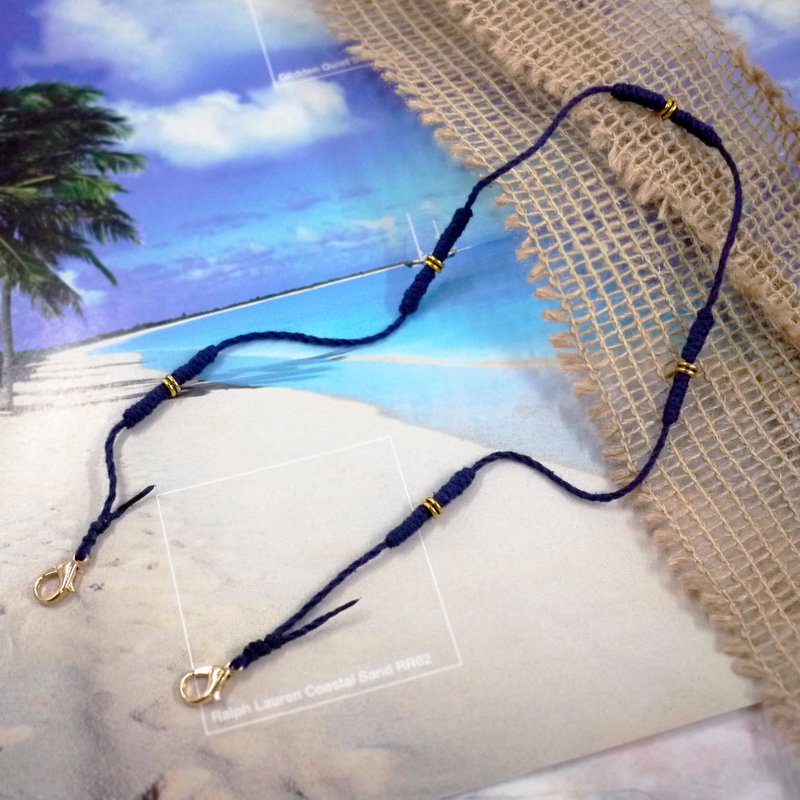编织简约日常口罩链 - 深海蓝 - 口罩 - 棉．麻 蓝色