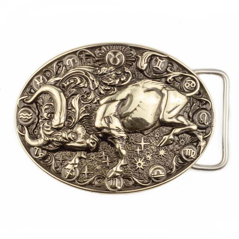 Taurus soild german silver belt buckle, Zodiac sign nickel silver belt - 皮带/腰带 - 其他材质 银色