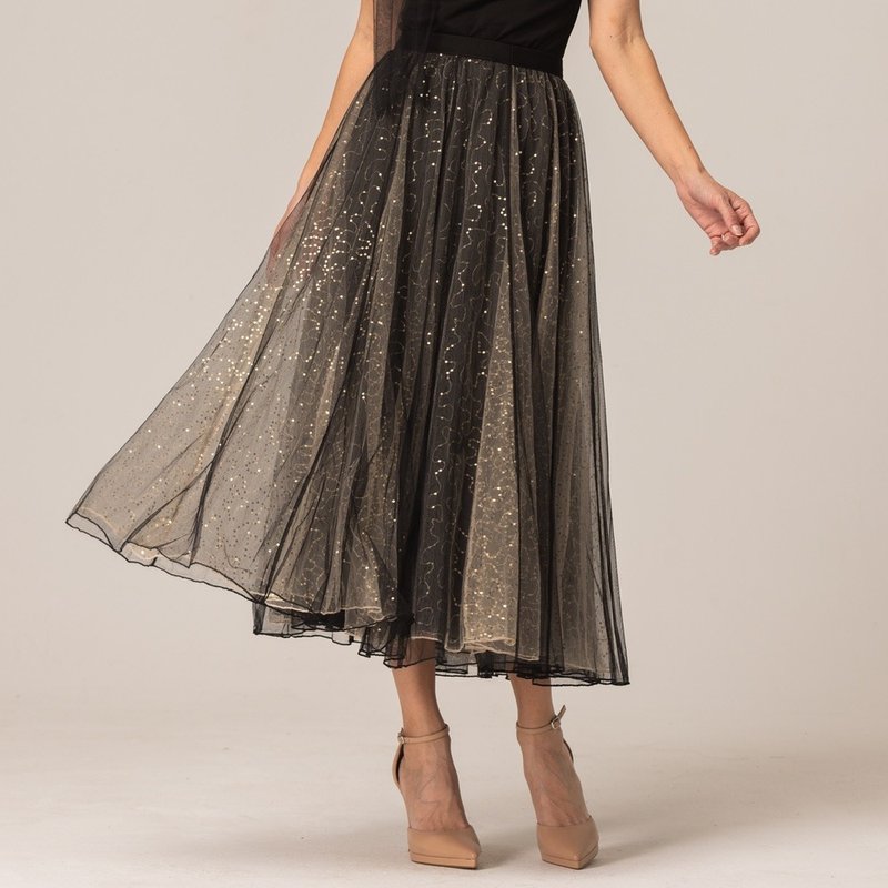 闪闪亮亮混色菲利斯纱裙   黑 - 裙子 - 聚酯纤维 黑色