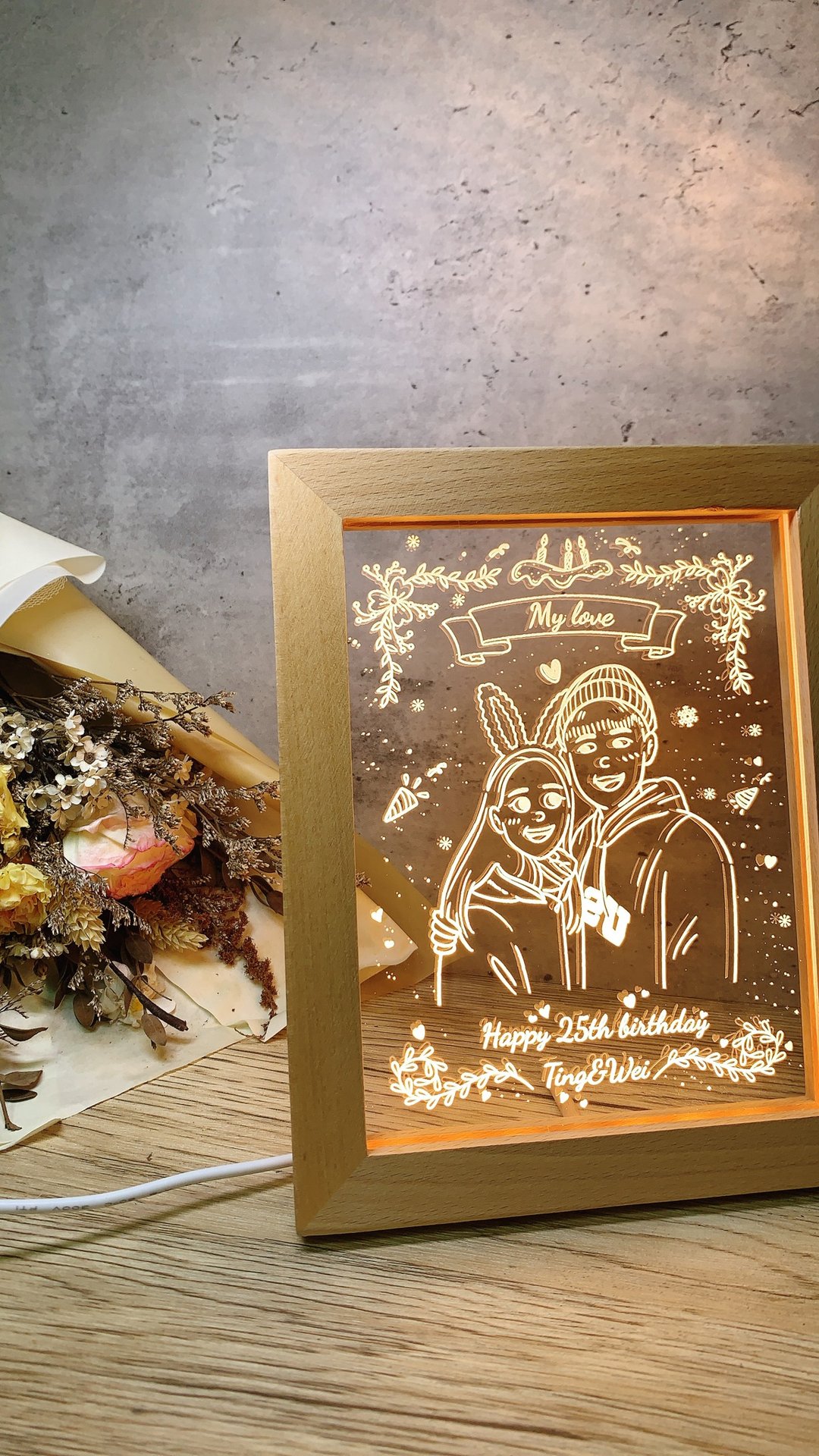 可爱版画风 定制化雕刻夜灯 相框遥控小夜灯 独家画风 圣诞节礼物 - 灯具/灯饰 - 压克力 透明
