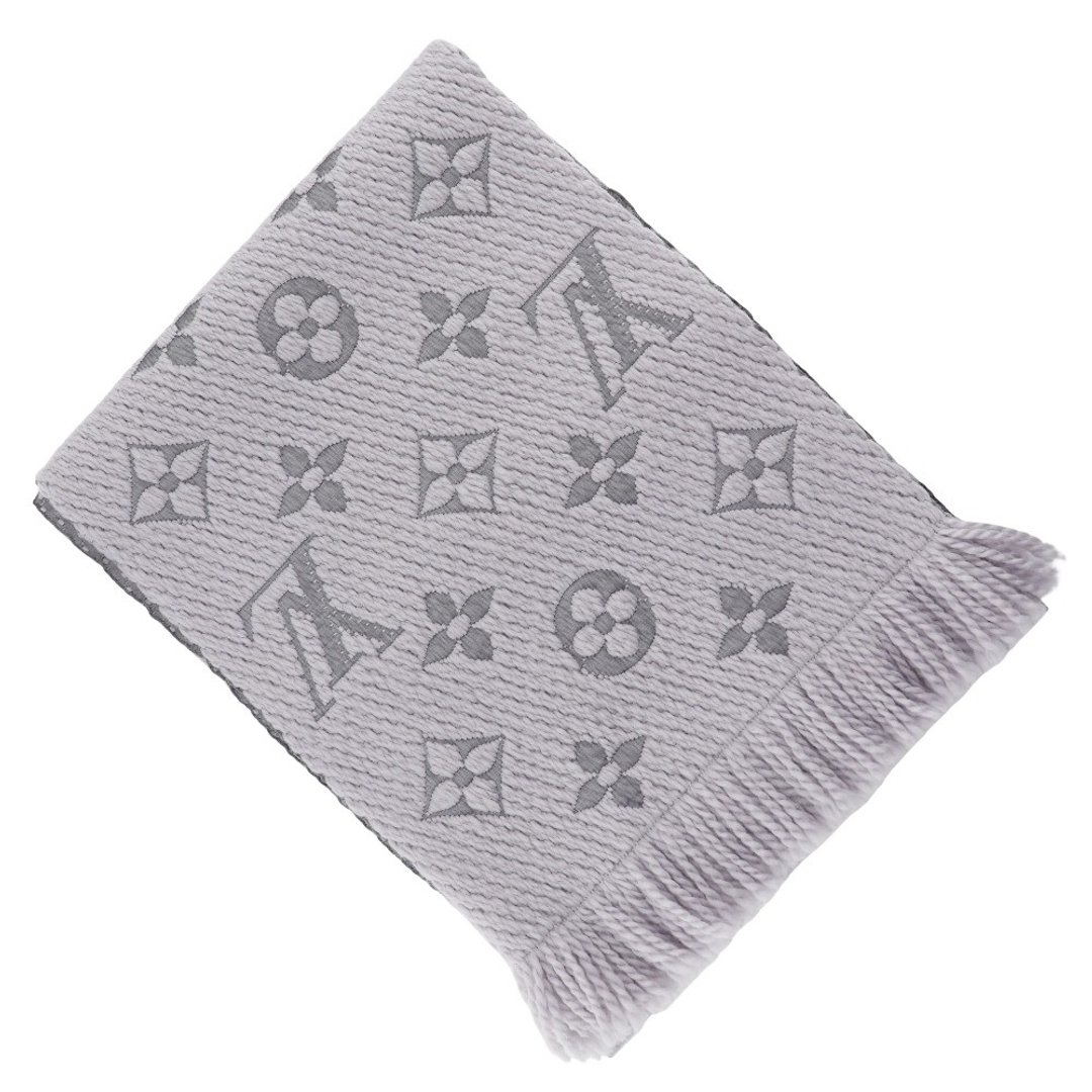 【日本直送】路易威登 LOUIS VUITTON Écharpe Logomania 围巾 羊毛 x 丝绸 灰珍珠灰【二手】 - 围巾/披肩 - 羊毛 灰色