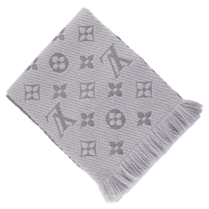 [日本直送] Louis Vuitton Echarpe Logomania 围巾 羊毛 x 丝绸 灰色 珠光灰[二手] - 围巾/披肩 - 羊毛 灰色