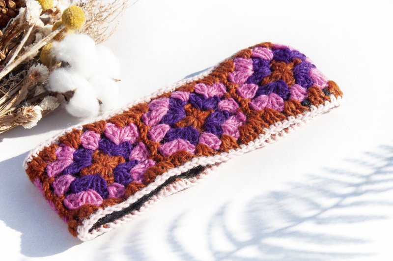 手工纯羊毛编织发带/编织缤纷发带/钩织发饰/北欧花朵发带 -花朵 - 发饰 - 羊毛 多色