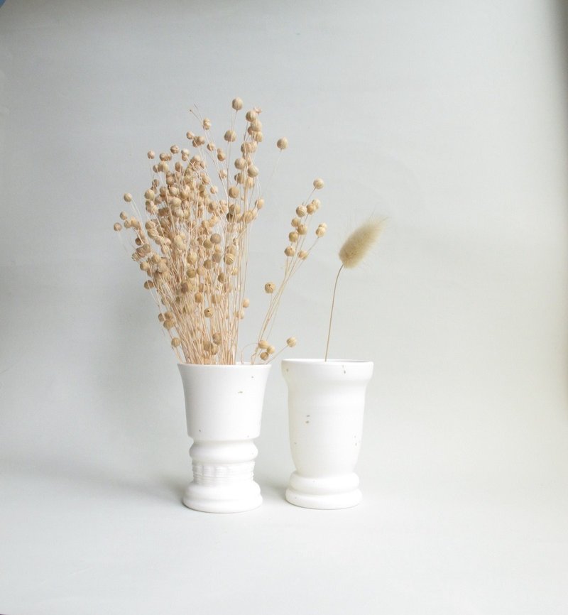 奶油白金点点花瓶 _ 瓷 - 花瓶/陶器 - 瓷 白色