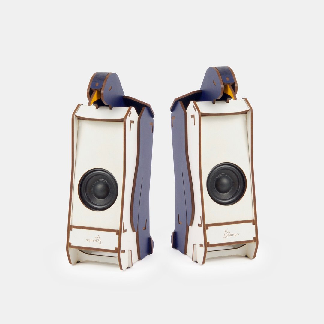 【最后贩售到4/15】Stereo Puzzle 立体拼图音响 | 企鹅 (双声道) - 扩音器/喇叭 - 木头 蓝色