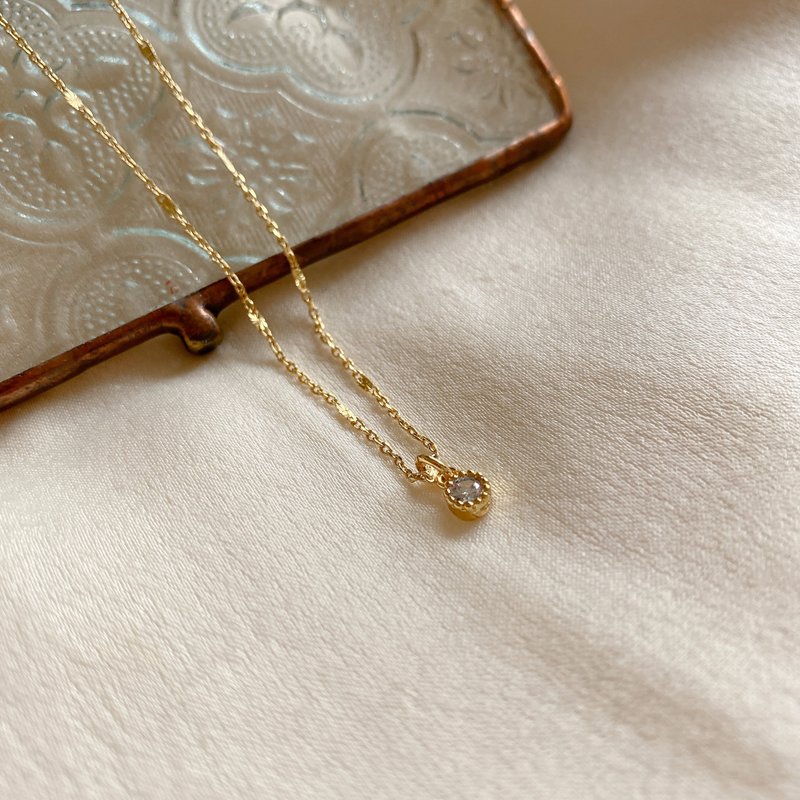 回忆里 - 锆石 黄铜电镀18K金项链 - 项链 - 铜/黄铜 金色