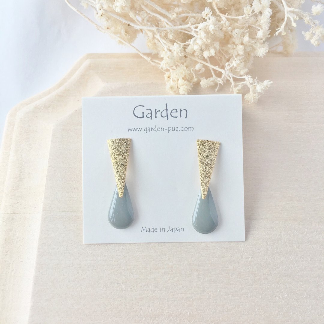 drop earrings charcoal gray - 耳环/耳夹 - 其他金属 灰色