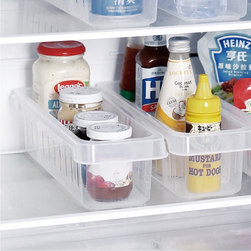 日本霜山 冰箱冷藏多用途调味瓶收纳盒(附隔板)-3入 - 便当盒/饭盒 - 塑料 透明