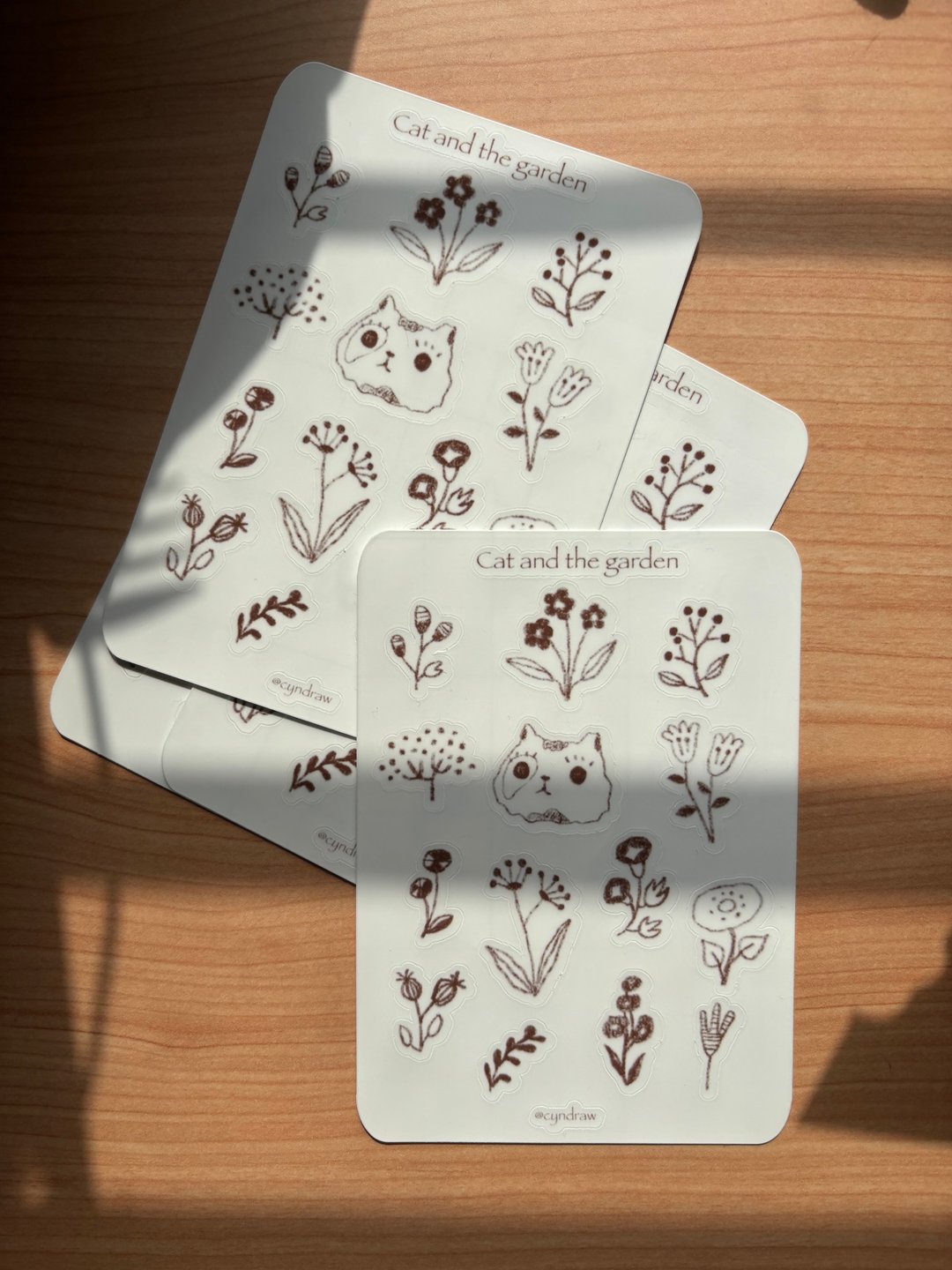Cyndraw 糕糕猫和他的花园光膜防水贴纸 - 贴纸 - 纸 白色