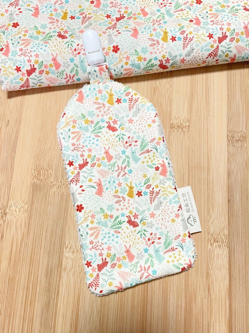 彩虹兔兔 手帕夹 - 围嘴/口水巾 - 棉．麻 橘色