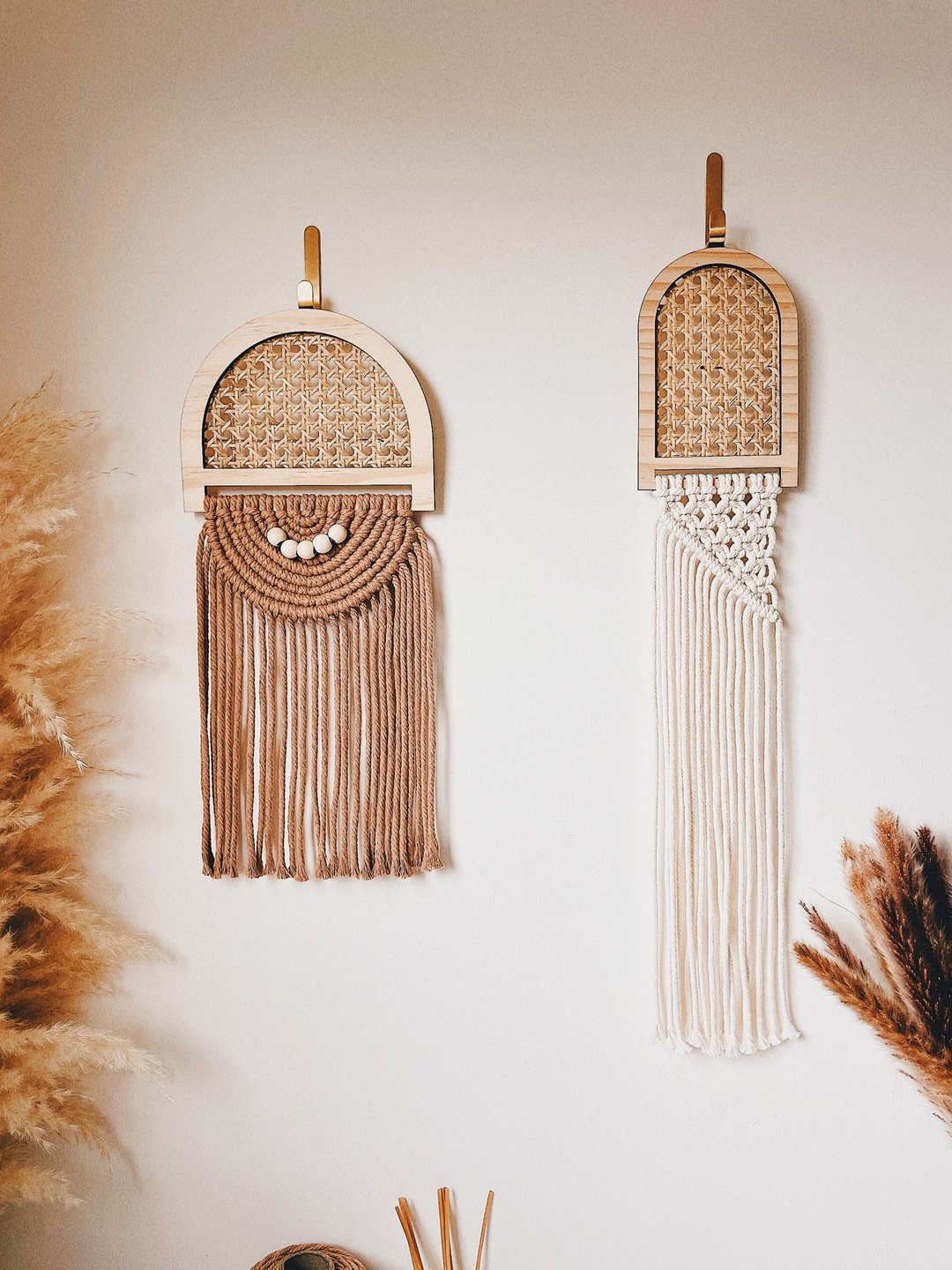 Macrame 藤片编织 藤片壁饰 编织家饰品 - 墙贴/壁贴 - 棉 卡其色