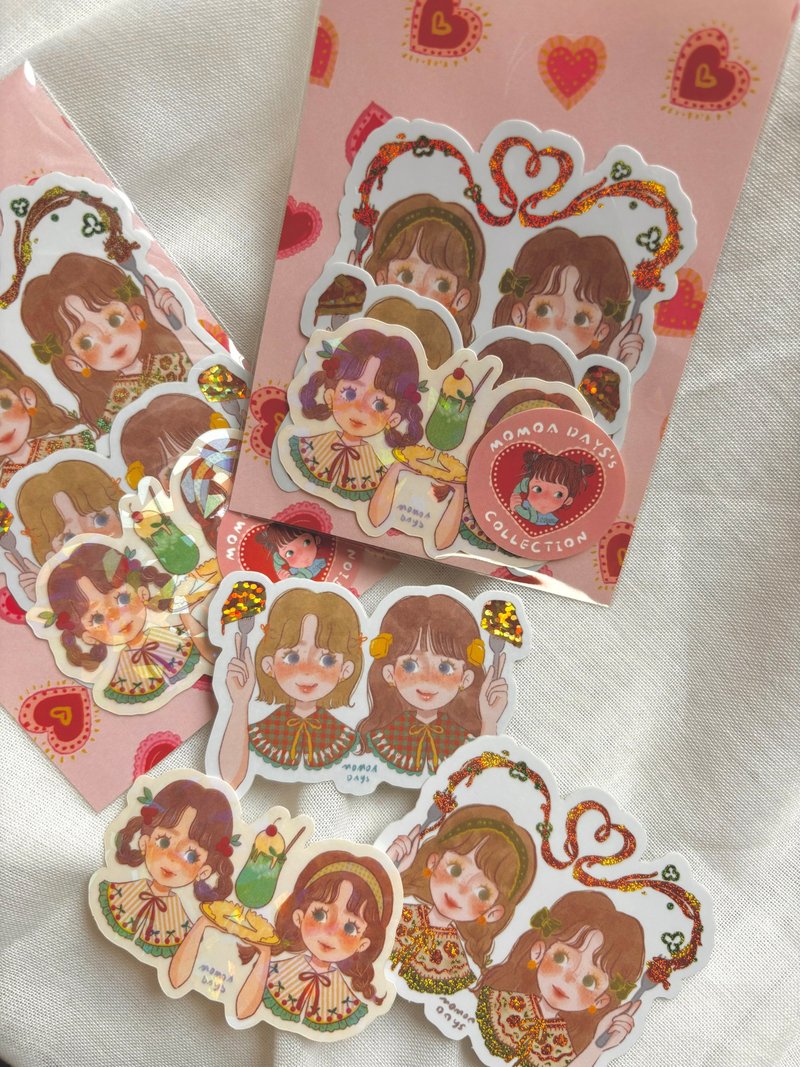 怀旧咖啡厅贴纸组 (3入) - 贴纸 - 塑料 多色