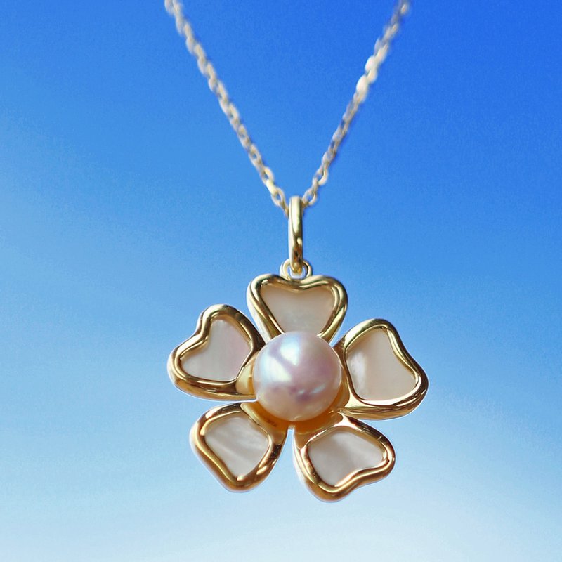 Jeanne珍珠吊坠项链 – 镀金银 - 项链 - 纯银 金色