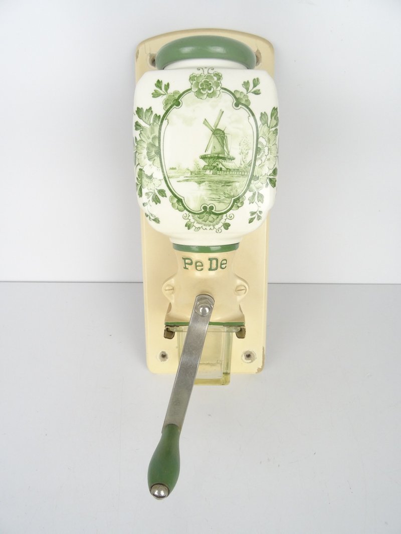 复古荷兰 Pede Zassenhaus 咖啡研磨机 – 绿色古董手动德尔夫特磨豆机 - 咖啡壶/周边 - 其他材质 绿色