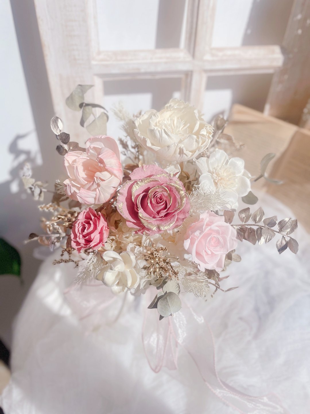 永生花干燥花捧花 韩式捧花 登记捧花 结婚捧花 自然风捧花 - 干燥花/捧花 - 植物．花 粉红色