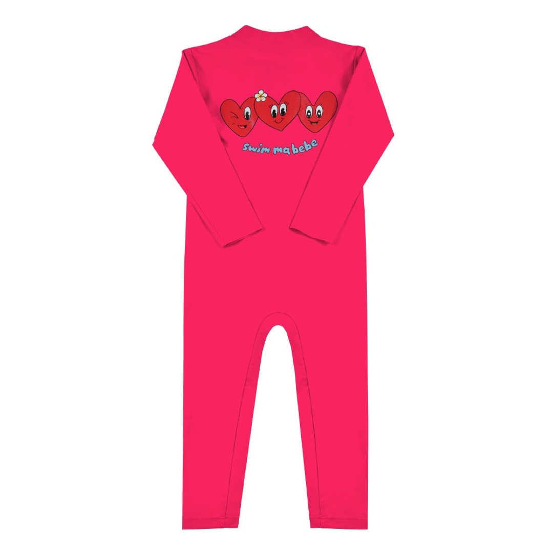 Heart Friends Rashguard Hotpink - 泳衣/游泳用品 - 聚酯纤维 红色