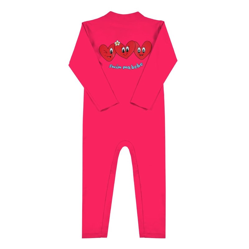 Heart Friends Rashguard Hotpink - 泳衣/游泳用品 - 聚酯纤维 红色