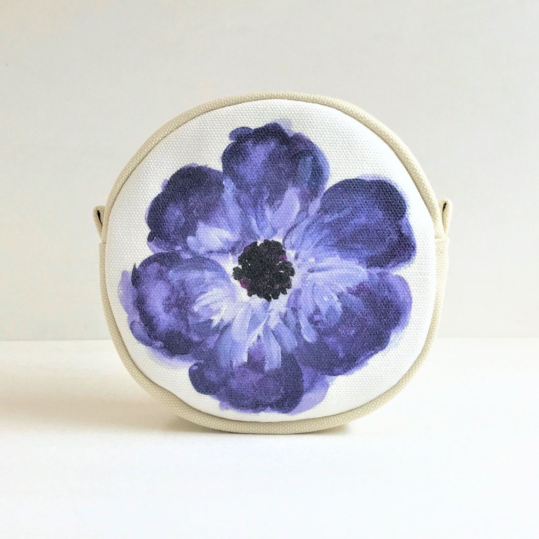 Blue Garden Circle Pouch Flower Pattern New Color Blue B - 化妆包/杂物包 - 棉 蓝色